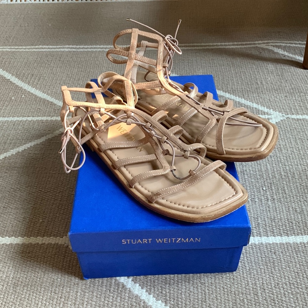 Stuart Weitzman Kora Gladiator Flat Lace-Up Sandal